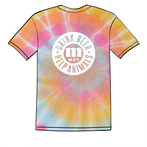 Tie-Dyed Multi-Color Spiral Short Sleeve T-shirt -- Aerial