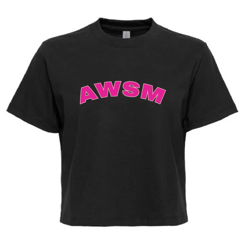 Next Level Apparel Women’s Heavyweight Boxy Tee -- Black w/ Pink