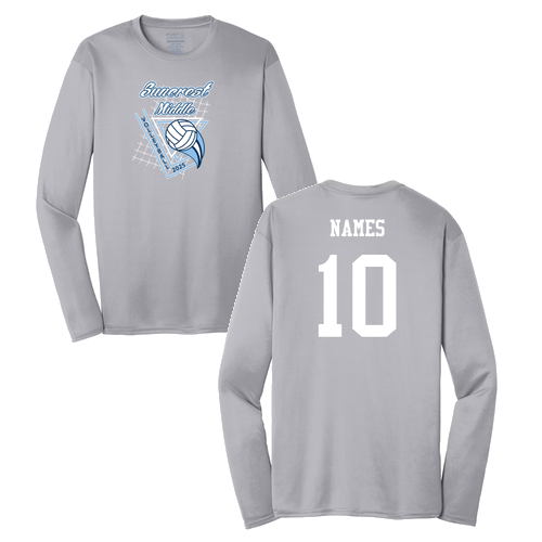 Port and Company Long Sleeve Performance Tee -- Silver