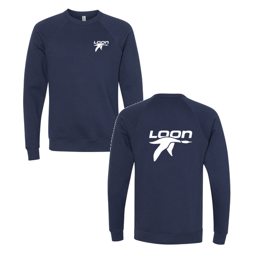 Loon Logo 2 White Ink -- Crewneck Sweatshirt Navy
