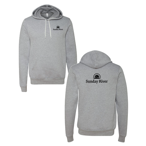 Sunday River Logo 2 Black Ink -- Pullover Hooded Sweatshirt Athletic Heather