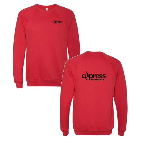 Cypress Mountain Logo 2 Black Ink -- Crewneck Sweatshirt Red