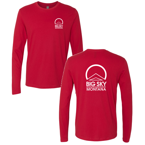 Unisex Next Level Apparel Premium Fitted Long Sleeve Crew -- Red Left Chest White Ink