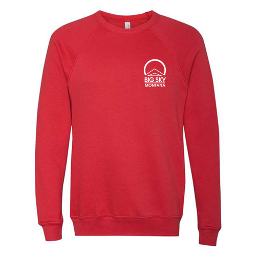 Big Sky Montana Logo 2 White Ink -- Crewneck Sweatshirt Red