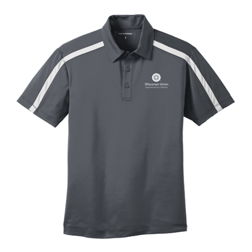 Port Authority Silk Touch Performance Colorblock Stripe Polo -- Steel Grey / White