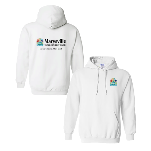Gildan Heavy Blend Hooded Sweatshirt Front & Back -- White