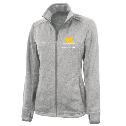 Ladies Charles River Heathered Fleece Jacket -- Light Grey Heather