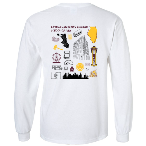Chicago collage Long sleeve  -- White