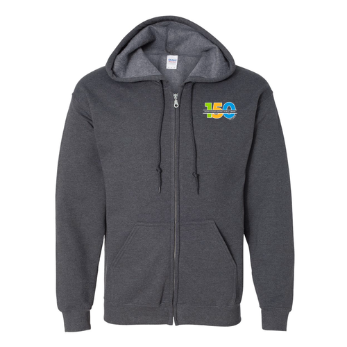 Gildan Full Zip Hooded Sweatshirt -- Dark Heather