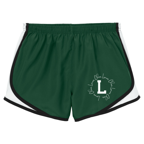 Sport-Tek Ladies Cadence Short -- Forest Green / White / Black