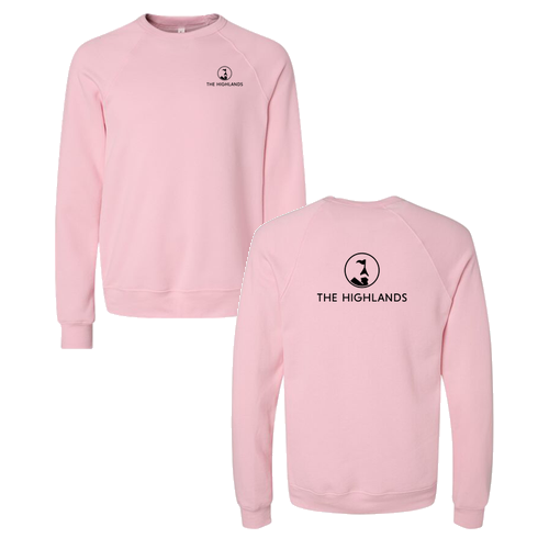 The Highlands Logo 2 Black Ink -- Raglan Sweatshirt Pink