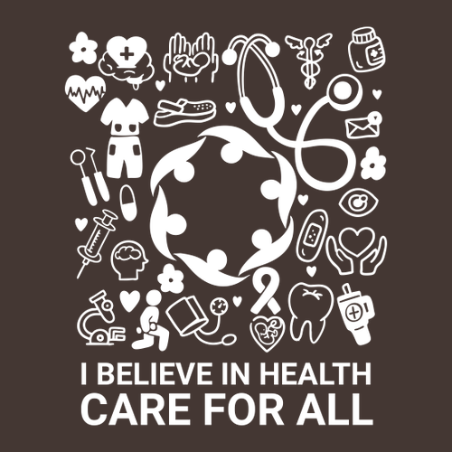 Health Care For All Screen Printed Softstyle Tee Dark Chocolate