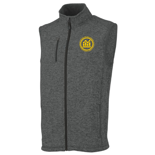 Charles River Mens Pacific Heathered Vest -- Charcoal Heather Maize Logo