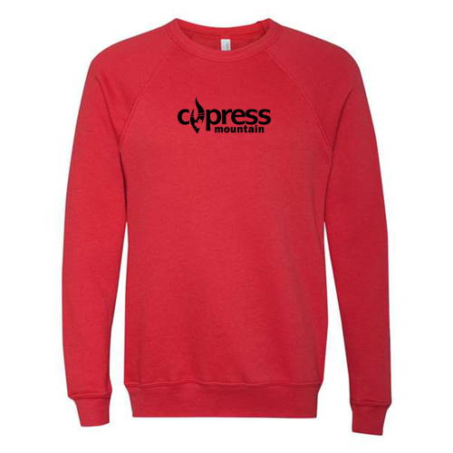 Cypress Mountain Logo 1 Black Ink -- Crewneck Sweatshirt Red