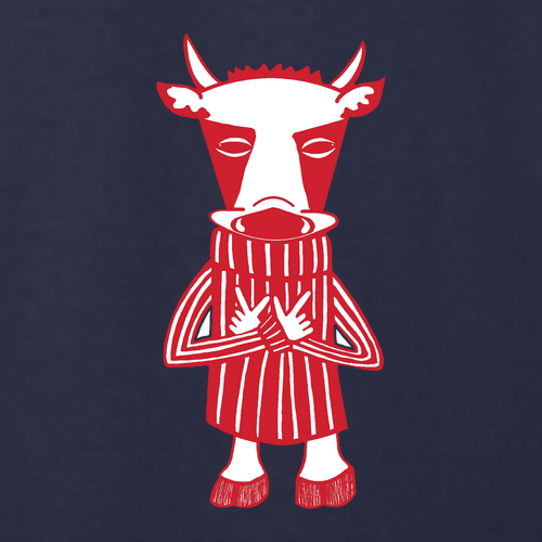 Wisconsin Track Cow Hoodie — Navy