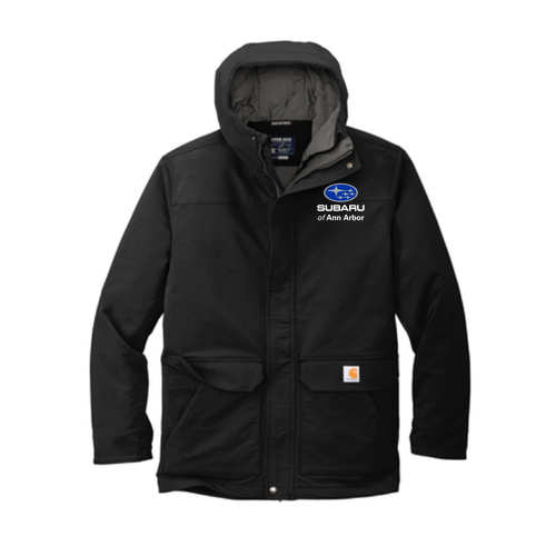 Carhartt Super Dux Insulated Hooded Coat -- Black, Subaru Logo
