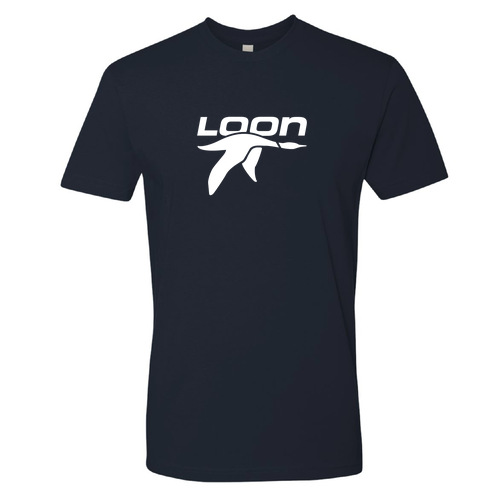 Loon Logo 1 White Ink -- Short Sleeve Midnight Navy