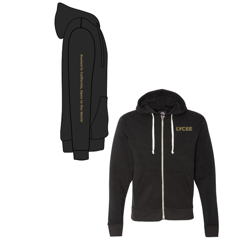 J America Triblend Hooded Full Zip Sweatshirt -- Solid Black TriBlend