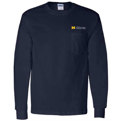 Mens/Unisex Gildan Long Sleeve Pocket Tee -- Navy, $17