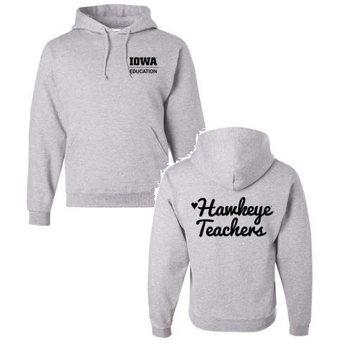 Hawkeye Teachers Jerzees 8 oz 50/50 Nublend Adult Hooded Sweatshirt -- Ash