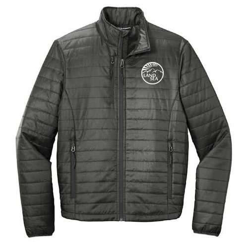 Embroidered Port Authority Packable Puffy Jacket -- Sterling Grey / Graphite