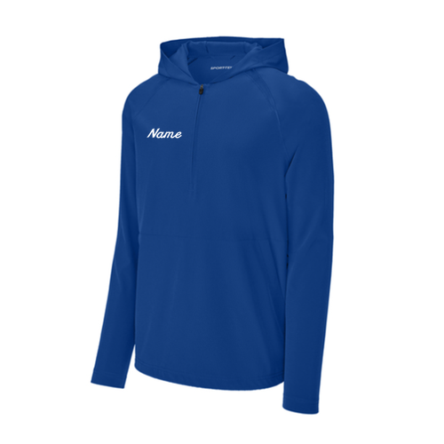 PR Flag Embroidered Logo 1/2-Zip Long Sleeve Hooded Jacket  -- True Royal