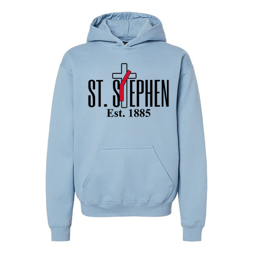 Gildan Youth Softstyle Midweight Fleece Hooded Sweatshirt -- Stone Blue