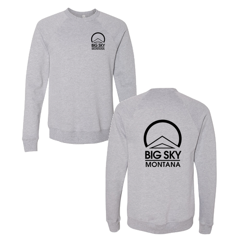 Big Sky Montana Logo 2 Black Ink -- Crewneck Sweatshirt Athletic Heather