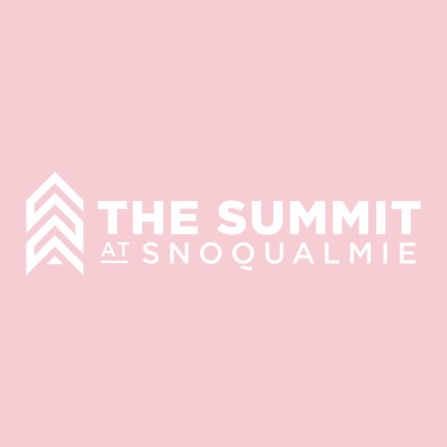 The Summit at Snoqualmie Logo 2 White Ink -- Short Sleeve Light Pink