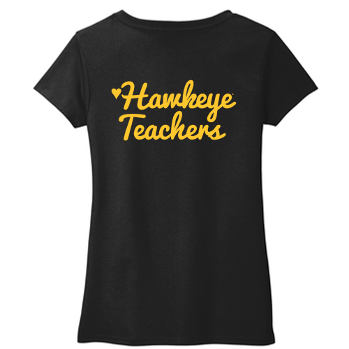 Hawkeye Teachers District Womens Re-Tee V-Neck -- Black
