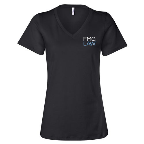 Bella Canvas Womens Relaxed Jersey Short Sleeve V-Neck Tee -- Black -- Embroidered