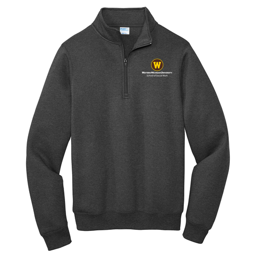 Embroidered Port & Company 1/4 Zip Sweatshirt -- Dark Heather Grey