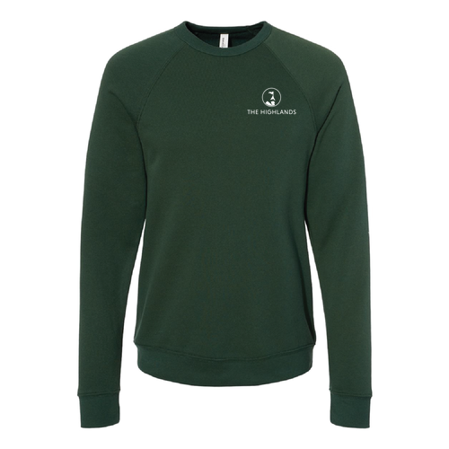 The Highlands Logo 2 White Ink -- Raglan Sweatshirt Forest