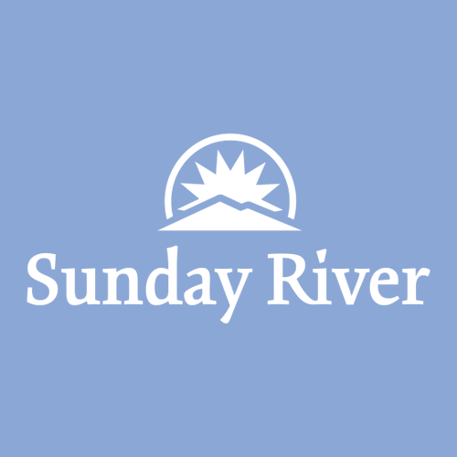 Sunday River Logo 2 White Ink -- Pullover Hooded Sweatshirt Carolina Blue