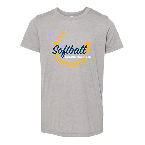 Youth Saline Stitching Bella Canvas Jersey Short Sleeve Fitted Tee -- Athletic Grey Triblend