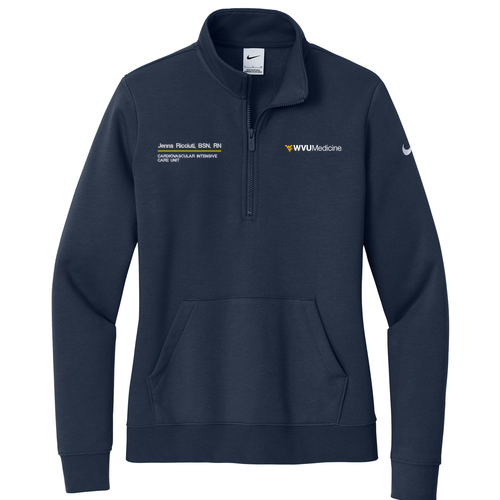 Nike Ladies Club Fleece Sleeve Swoosh 1/2 Zip -- Midnight Navy