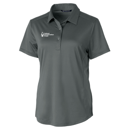 Textured Stretch Women's Short Sleeve Polo -- Elemental Grey