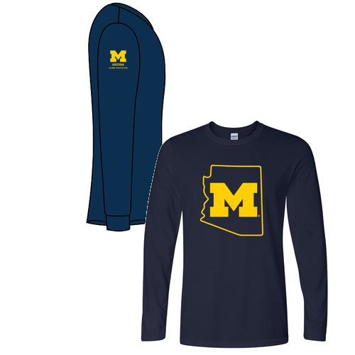 Gildan Softstyle Fitted Longsleeve T Shirt -- Navy, State Outline