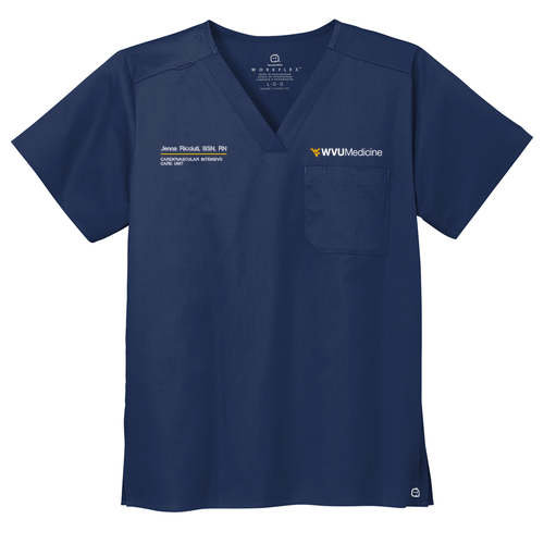 Wonderwink Unisex Workflex Chest Pocket V-Neck Top -- Navy