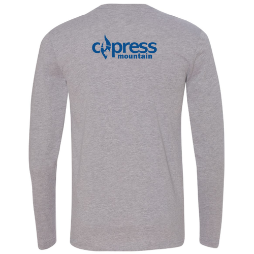 Cypress Mountain Logo 2 Blue Ink -- Long Sleeve Heather Grey