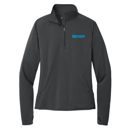 Sport Tek Ladies Sport Wick Stretch Half Zip Pullover -- Charcoal Grey