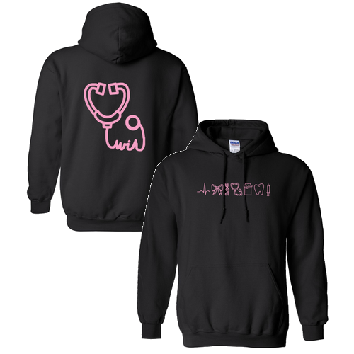 Stethoscope Gildan Heavy Blend Hooded Sweatshirt -- Black
