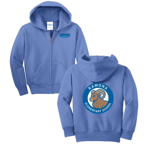 Port and Company Youth Full-Zip Hooded Sweatshirt -- Carolina Blue