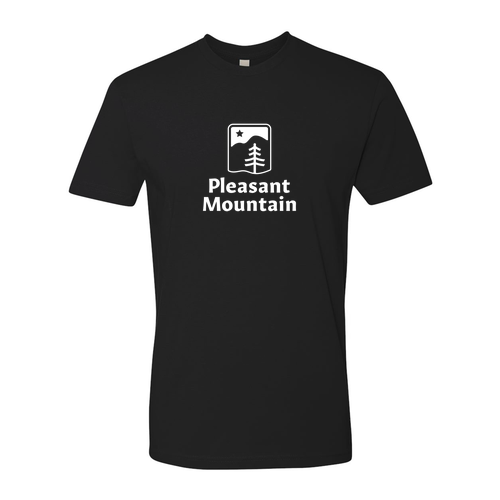 Pleasant Mountain Logo 1 White Ink -- Short Sleeve Black