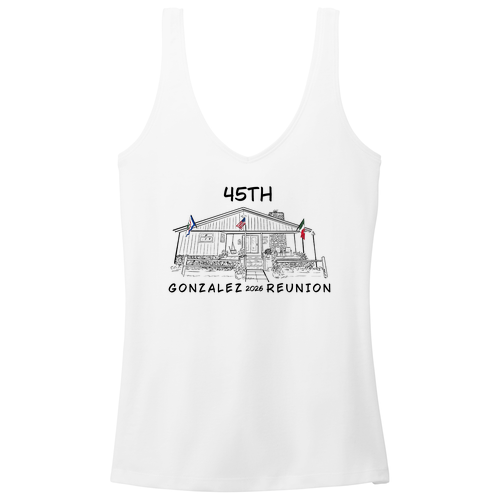 District Women's Perfect Blend Cvc V-Neck Tank -- White