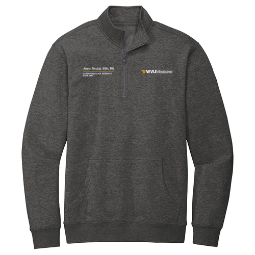 Embroidered District V.I.T. Fleece 1 / 4-Zip -- Heathered Charcoal
