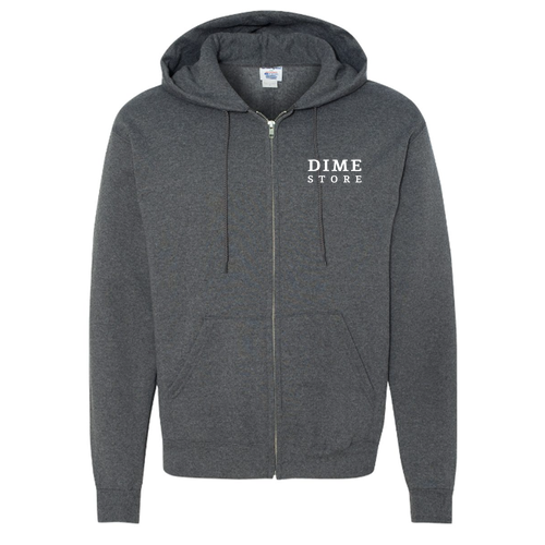 Champion Powerblend Full-Zip Hooded Sweatshirt -- Charcoal Heather