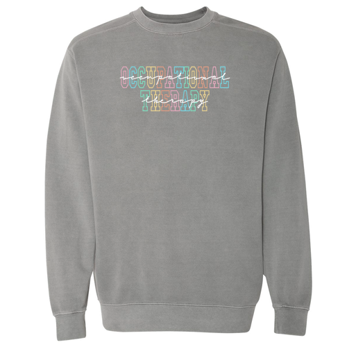 Mens/Unisex Occupational Therapy Comfort Colors Crewneck Sweatshirt -- Grey