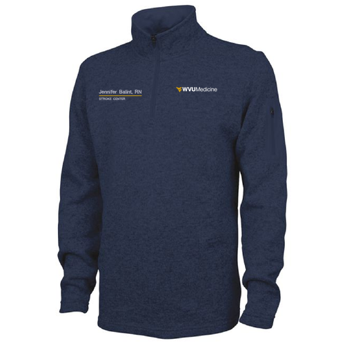 Embroidered Charles River Men's Heathered Fleece Pullover -- Navy Heather