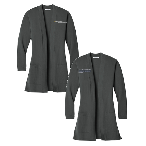 Port Authority Ladies Concept Long Pocket Cardigan -- Grey Smoke